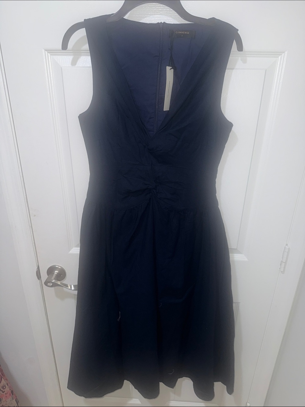 Club Monaco Navy Twist-Front Sleeveless Midi Dress